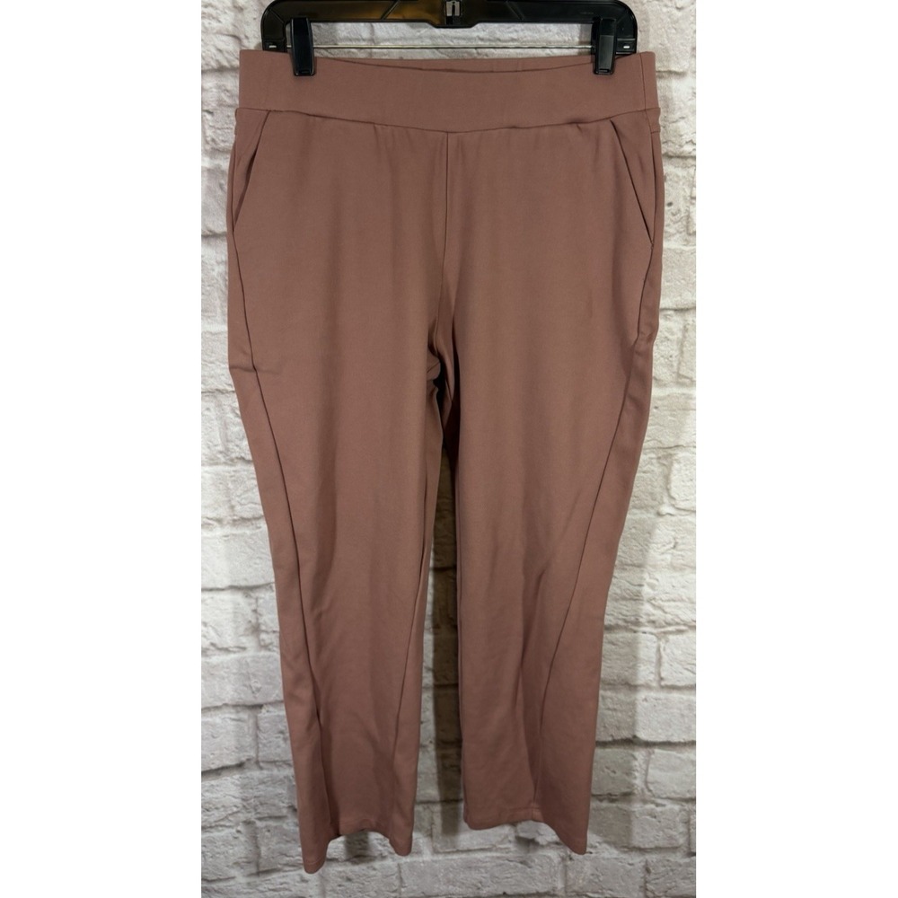 LOGO Lori Goldstein Cropped Pull On Pants Medium Pink Mauve Soft Stretchy Pocket